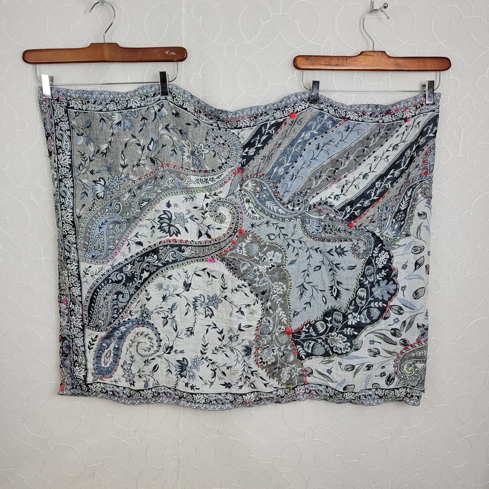 Womens Fashion Scarf One Size Blue Gray Infinity Paisley Floral Mandala Pattern